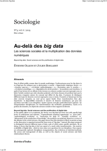 Au dela des big data - Pages personnelles de Frédéric Lebaron