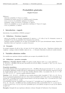 Probabilités générales - Pages personnelles Université Rennes 2