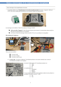 Essais électriques d`un transformateur monophasé