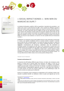 social impact bonds » : win-win ou marché de dupe - Saw-B