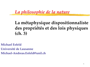 La philosophie de la nature La métaphysique