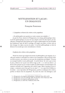 WittGenstein et lACAn : Un DiAloGUe