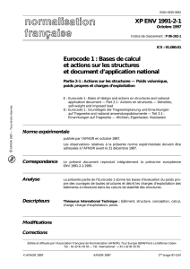 XP ENV 1991-2-1 Eurocode 1 : Bases de calcul et actions