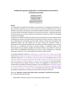 Productivité agricole, intégration et transformation structurelle de l