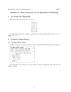 Semaine 2 : Série d`exercices sur les algorithmes [Solutions] 1 Au