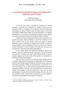 Le problème de la pluralité des langues est-il fondamental