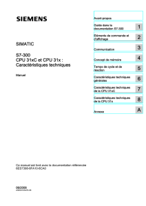S7-300 CPU 31xC et CPU 31x : Caractéristiques