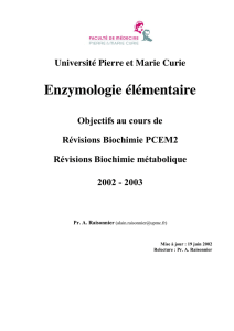 Enzymologie élémentaire - CHUPS – Jussieu