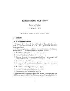 Rappels maths pour crypto