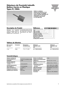 Types IC, Câble Boîtiers Carrés en Plastique Détecteurs de