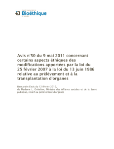 Avis n°50 du 9 mai 2011 concernant certains