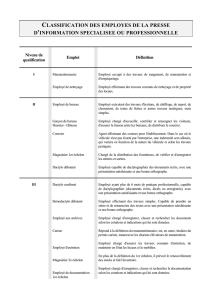 classification des employés de la presse spécialisée
