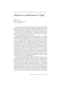 Mémoire et intériorisation. Hegel