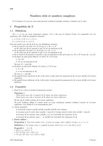 Nombres réels et nombres complexes 1 Propriétés de R