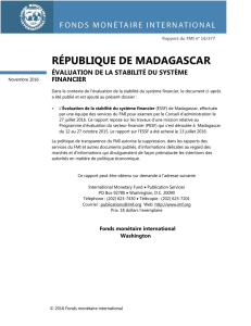République de Madagascar : Évaluation de la Stabilité du
