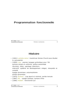 Programmation fonctionnelle Histoire