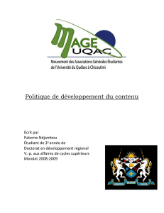 Politique de développement du contenu - MAGE-UQAC