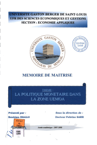La politique monétaire dans la zone UEMOA - BEEP-IRD