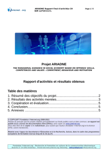 Projet ARIADNE Rapport d`activités et résultats obtenus Table des