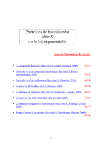 Exercices de baccalauréat série S sur la loi exponentielle