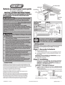 Batterie de réserve pour ouvre-porte INSTALLATION INSTRUCTIONS