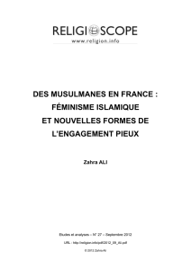 Des musulmanes en France - feminisme islamique et nouvelles