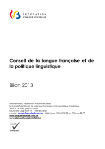 Bilan 2013 du Conseil de la langue française et de la politique