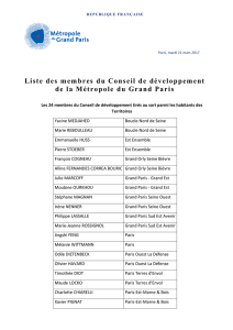 Liste des membres du Conseil de développement de la Métropole