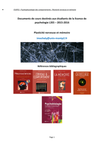 Plasticité nerveuse - Plan et documents de cours