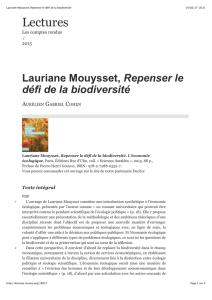 Lauriane Mouysset, Repenser le défi de la biodiversité