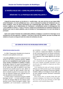 LE MODÈLE BELGE DES « SOINS PALLIATIFS INTÉGRAUX