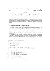 Projet Coloration lexicale et indentation de code Java 1