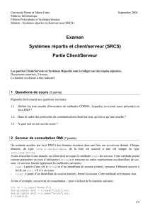 Examen Systèmes répartis et client/serveur (SRCS) Partie