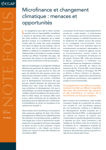 Microfinance et changement climatique : menaces et opportunités