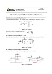 TD : Fonction de transfert de structures électroniques de base