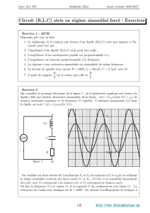 Circuit (R,L,C) série en régime sinusoïdal forcé
