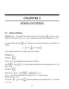 CHAPITRE 2 SÉRIES ENTIÈRES