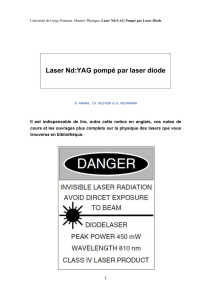 Laser Nd:YAG pompé par laser diode - Université de Cergy