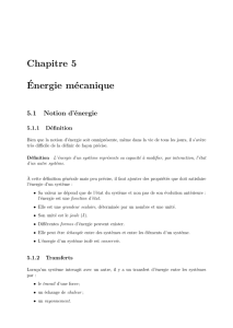 Chapitre 5 Énergie mécanique