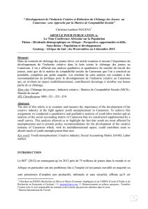 “ Développement de l`Industrie Créative et Réduction du Chômage