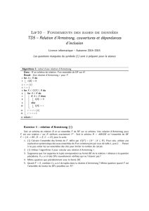 Lif10 – Fondements des bases de données TD5 – Relation d
