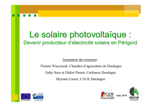 Le solaire photovoltaïque - Chambre d`Agriculture de la Dordogne