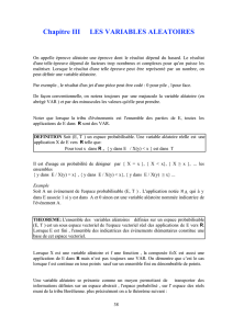 Chapitre III LES VARIABLES ALEATOIRES