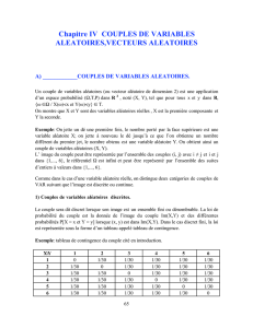 Chapitre IV COUPLES DE VARIABLES ALEATOIRES