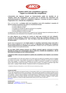 31 May 2012 Notation AACC des compétitions agences : l`appel à