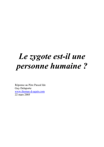 Le zygote est-il une personne humaine