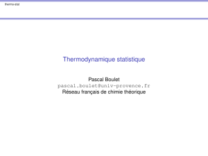 Thermodynamique statistique - Réseau Français de Chimie Théorique