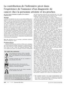 texte d`Irène Leboeuf sur l`infirmière pivot en oncologie