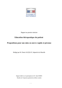 Education thérapeutique du patient Propositions pour une mise en