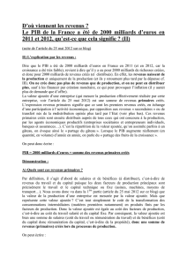 Le PIB de la France a été de 2000 milliards II Les revenus